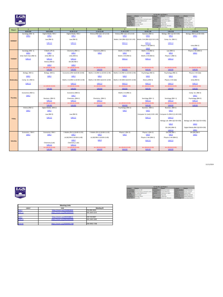 A Level 1 Timetable for 2026 | PDF | Liberal Arts Education | Science