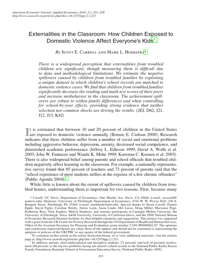 Impact of Domestic Violence on Classroom Dynamics | PDF | Violence ...