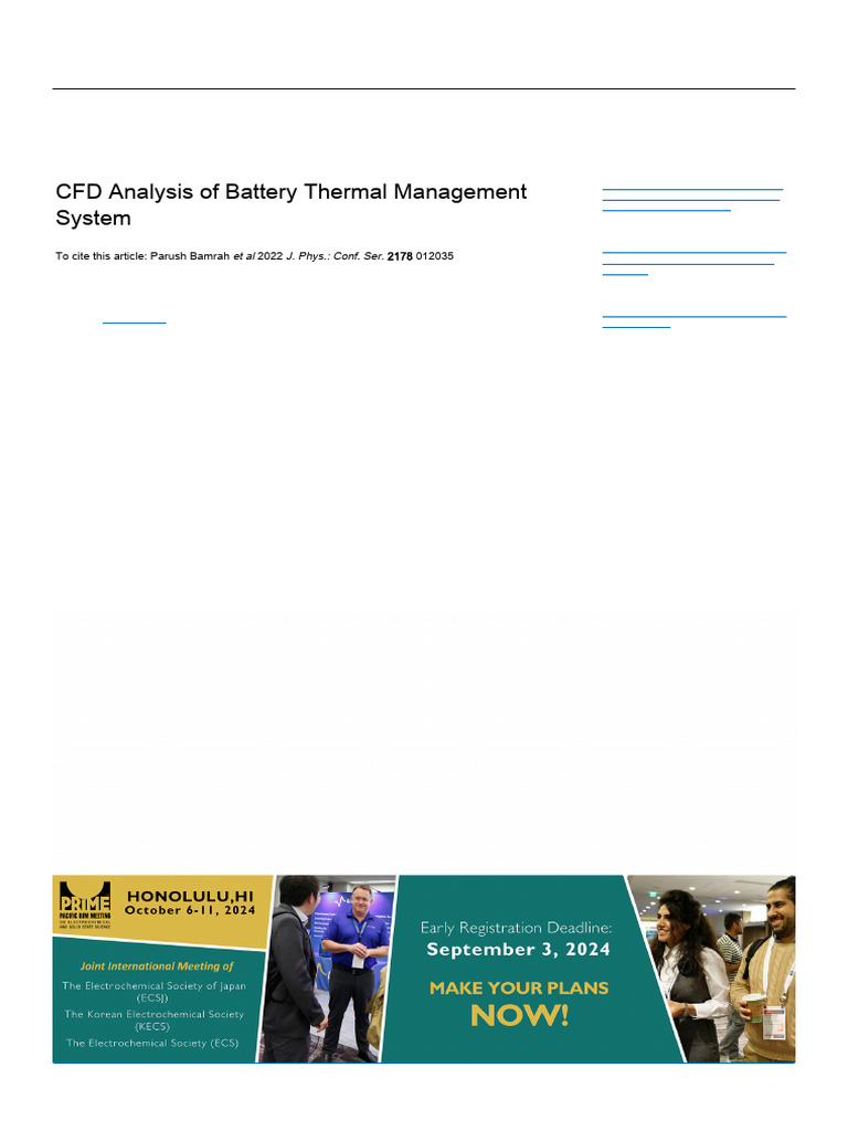 CFD Analysis of Battery Thermal Management | PDF | Lithium Ion Battery ...