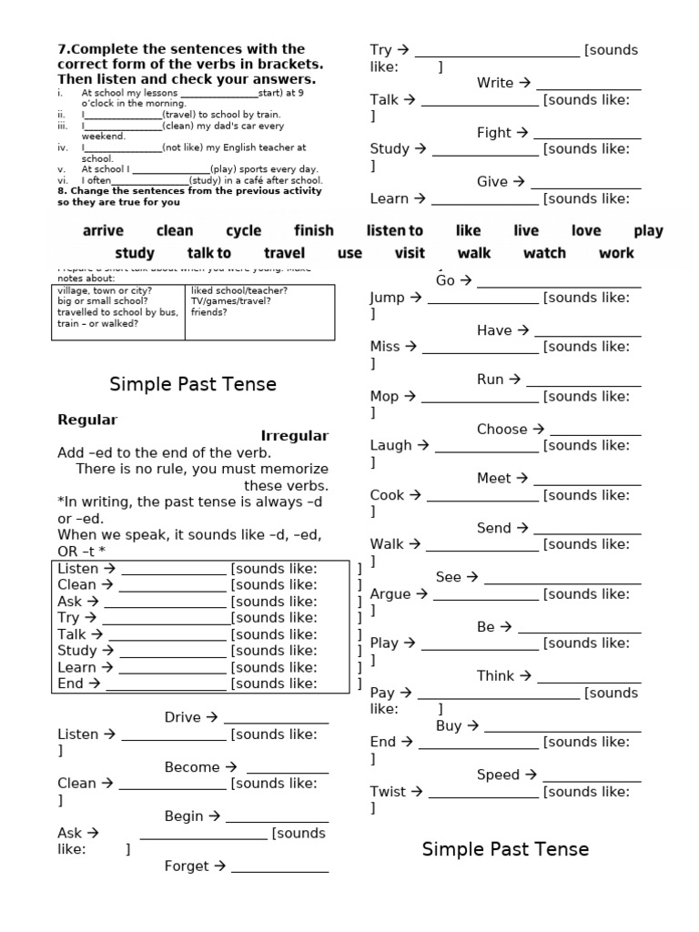 Simple Past Tense Exercises | PDF | Linguistic Morphology | Languages