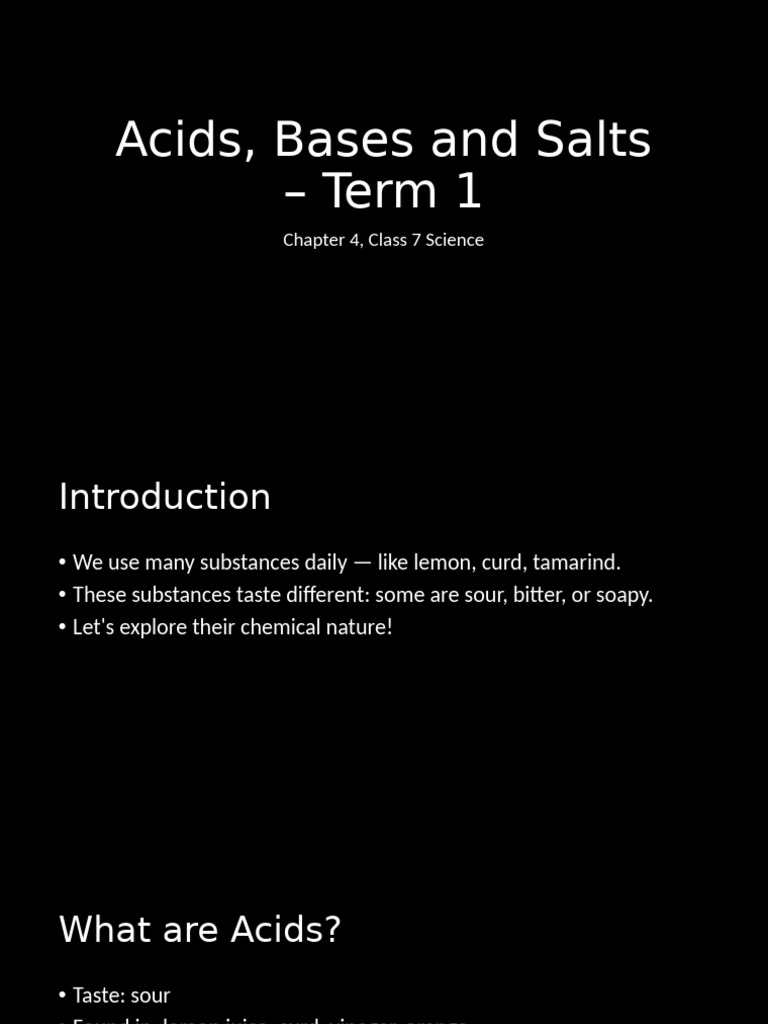 Acids, Bases, and Salts for Class 7 | PDF | Taste | Acid