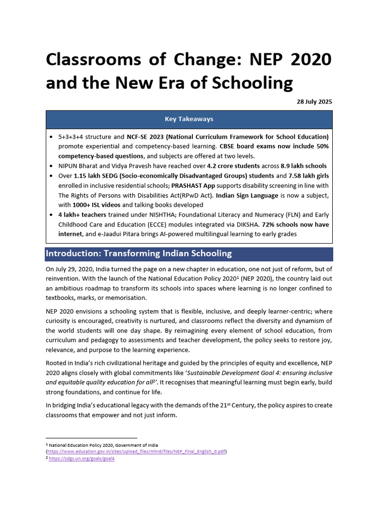 NEP 2020: Transforming Education Framework | PDF | Curriculum | Teachers