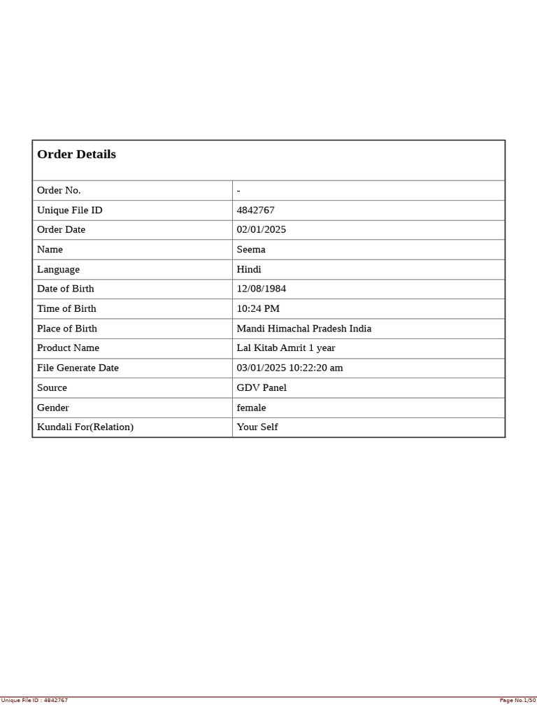 Order Details: Unique File ID: 4842767 Page No.1/50 | PDF