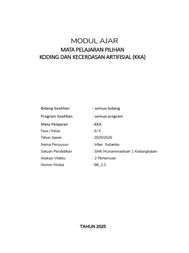 Modul Ajar Koding dan Kecerdasan Artifisial | PDF
