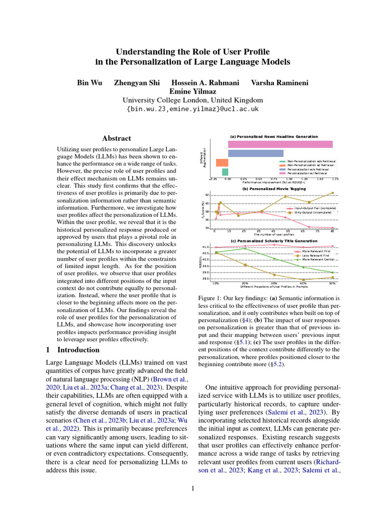 User Profiles in LLM Personalization | PDF | Information | Applied ...