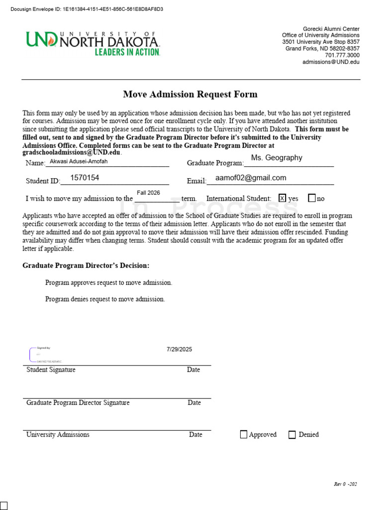 Graduate Admission Move Request Form | PDF | Internet