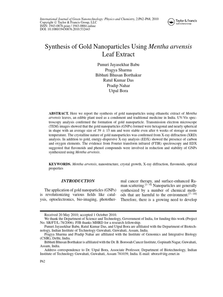 FILE 20220106 012829 Synthesis of Gold Nanoparticles UsingMen | PDF ...