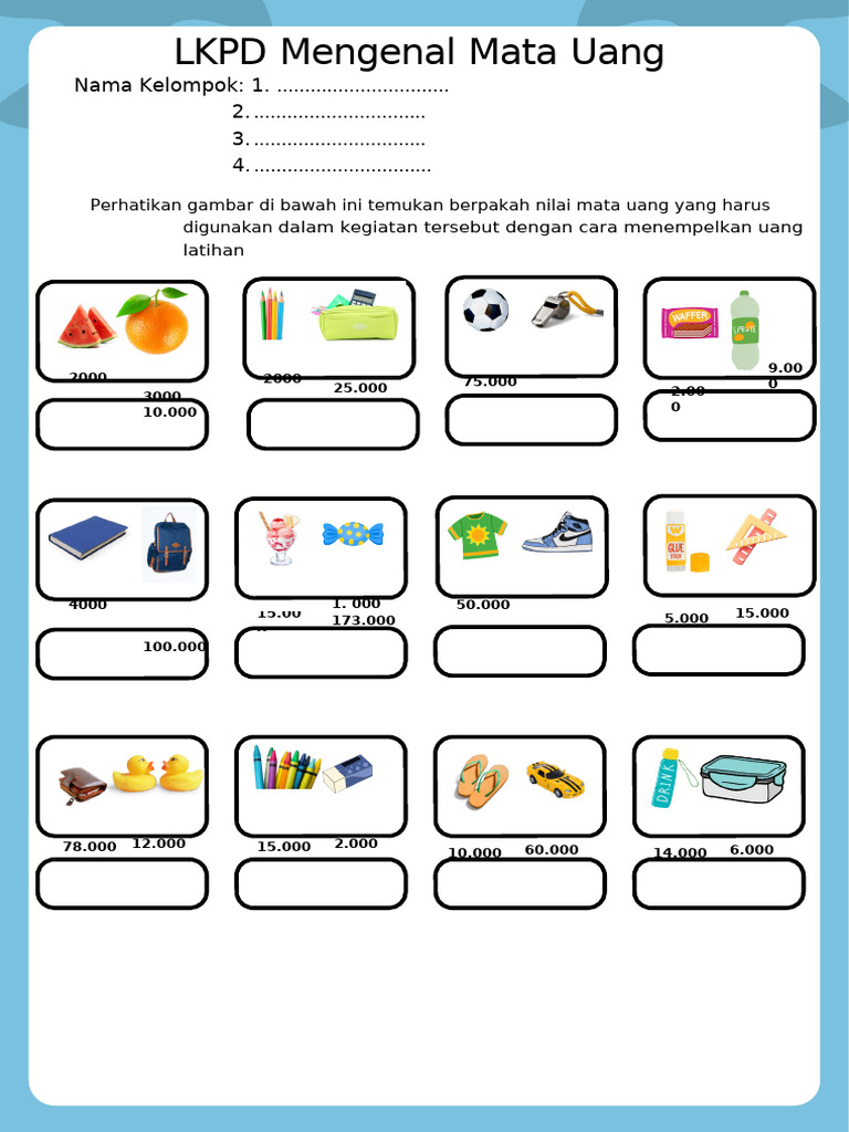 Worksheet Mengenal Uang Rupiah | PDF