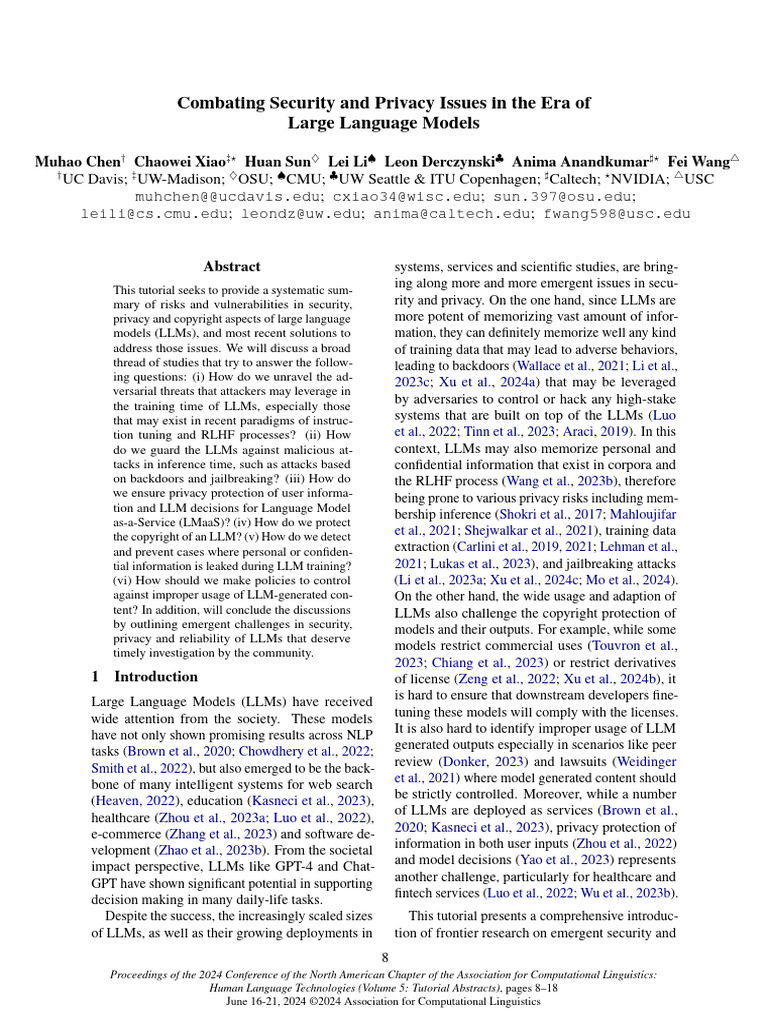 Combating Security and Privacy Issues in The Era of - Large Language ...