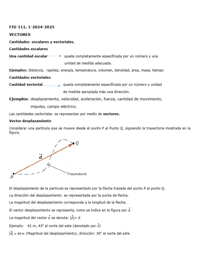 Vectores: Escalares y Vectoriales en Física | PDF | Vector Euclidiano ...