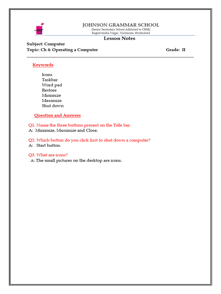 GR 2 CH 4 Lesson Notes-1 | PDF