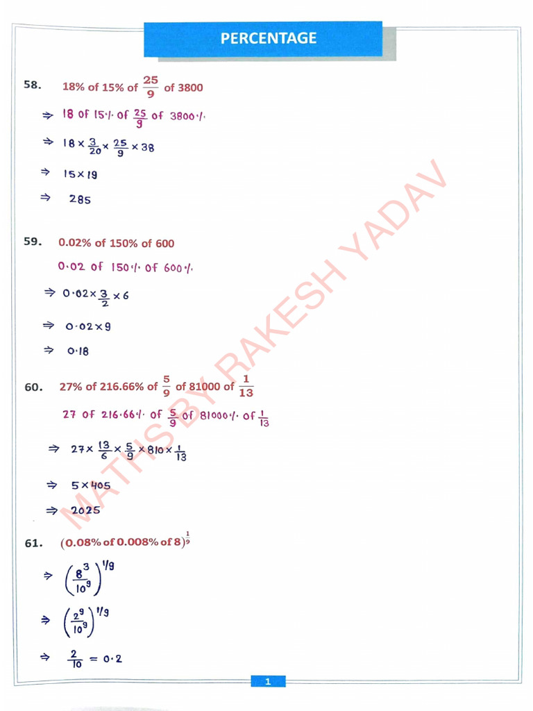 Percentage Notes Class-8 | PDF