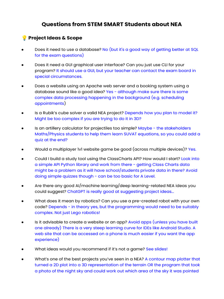 NEA Project Ideas for A Level CS | PDF | Computer Programming | Databases