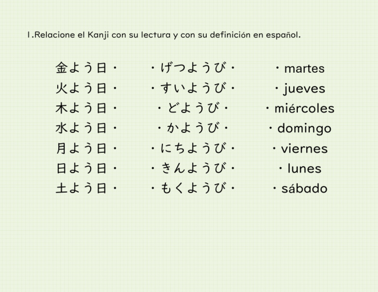 Kanji Días de La Semana PDF