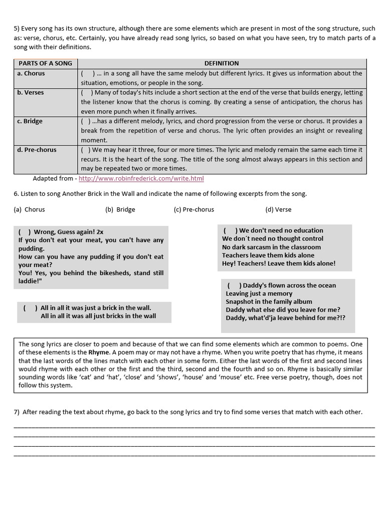 Understanding Song Structure and Rhyme | PDF | Song Structure | Musical ...