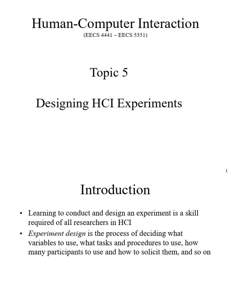 HCI Experiment Design Essentials | PDF | Experiment | Human–Computer ...