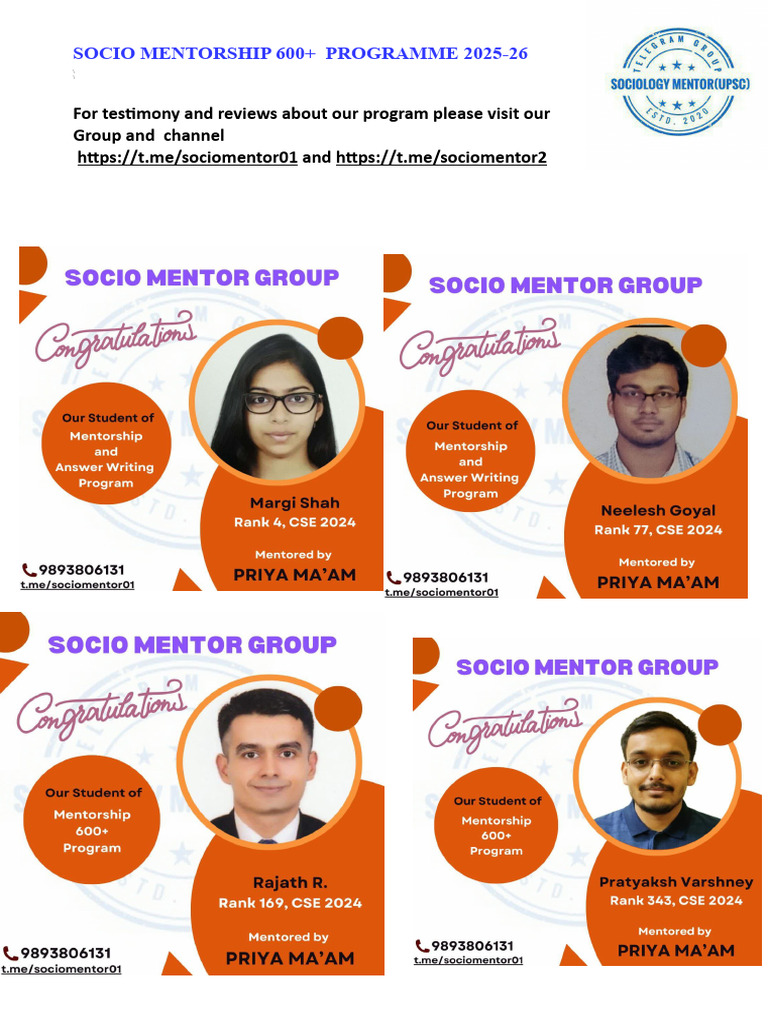 Socio Mentorship 600+ Program Overview | PDF | Sociology | Social ...