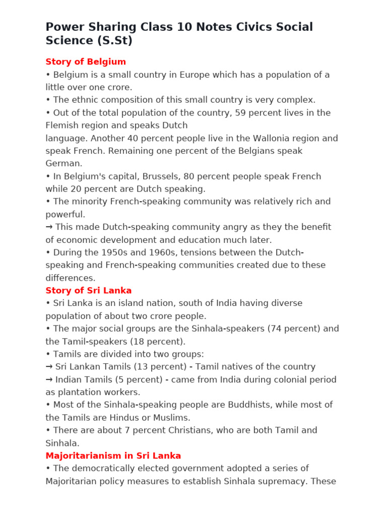 Power Sharing in Belgium and Sri Lanka | PDF | Sri Lanka | Belgium