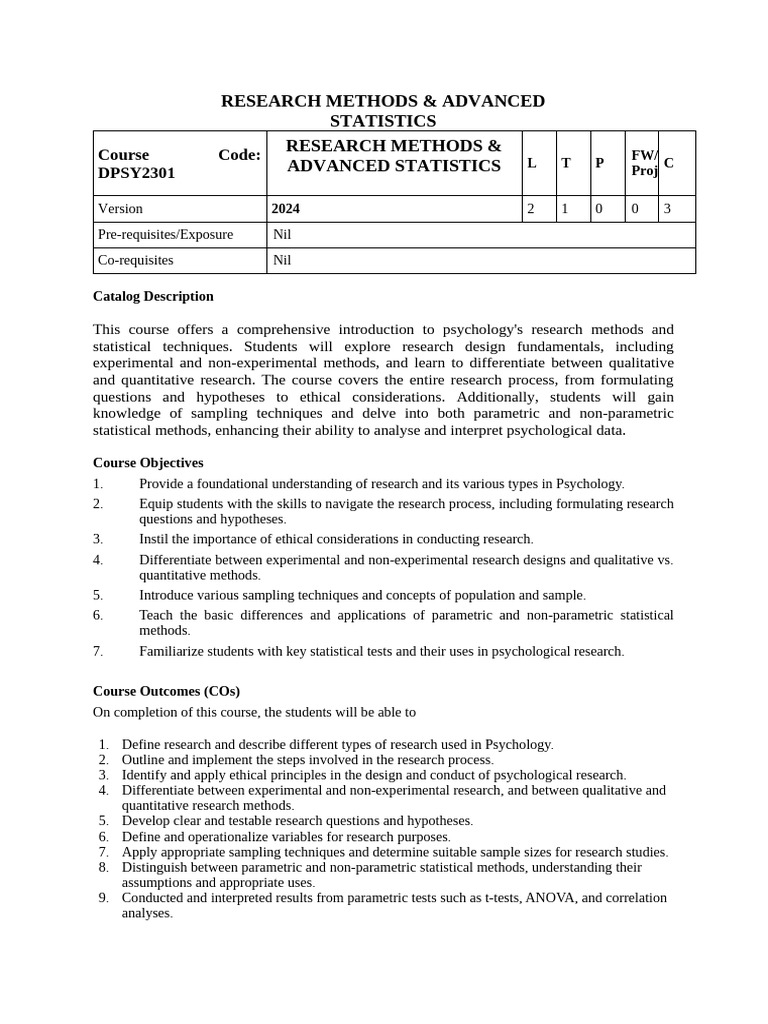 Research Methods & Statistics in Psychology | PDF | Quantitative ...