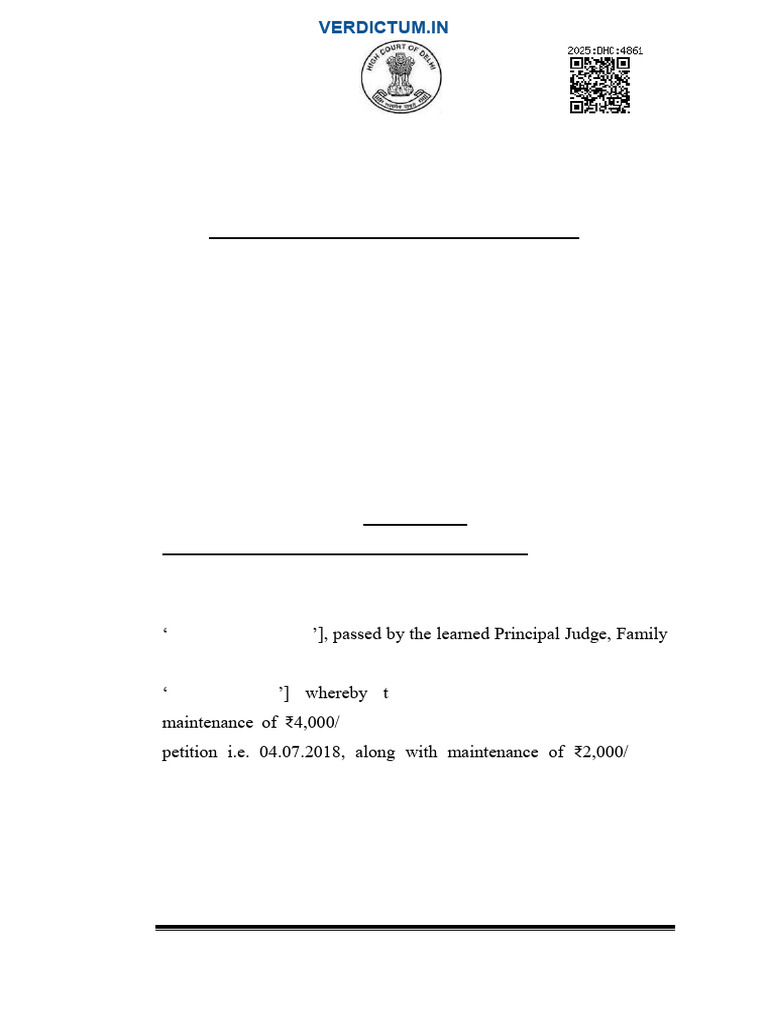 Delhi High Court Maintenance Ruling | PDF | Judgment (Law) | Complaint