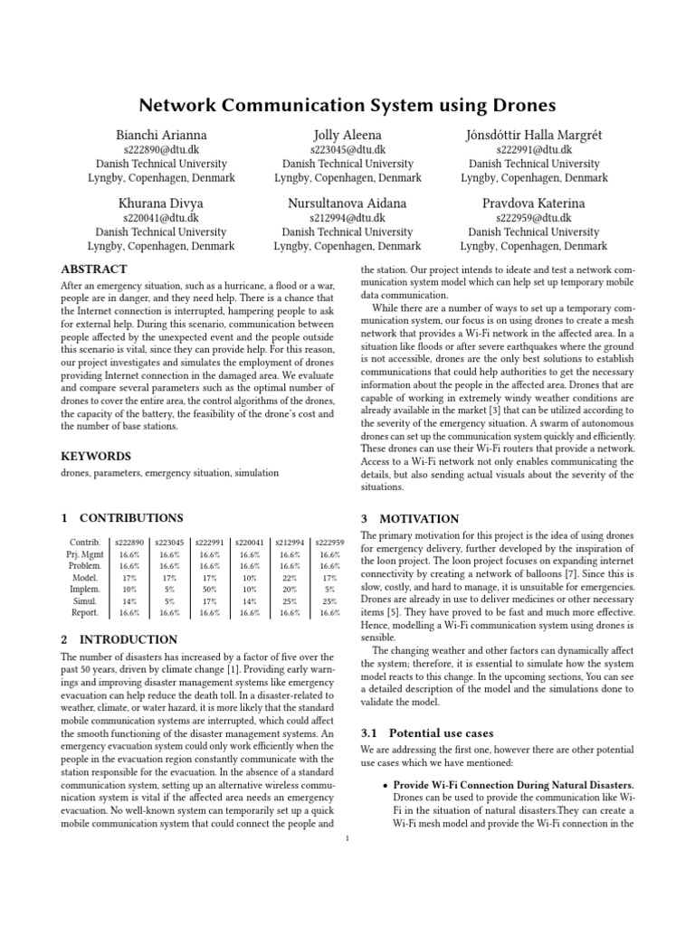Drones for Emergency Communication Network | PDF | Unmanned Aerial ...