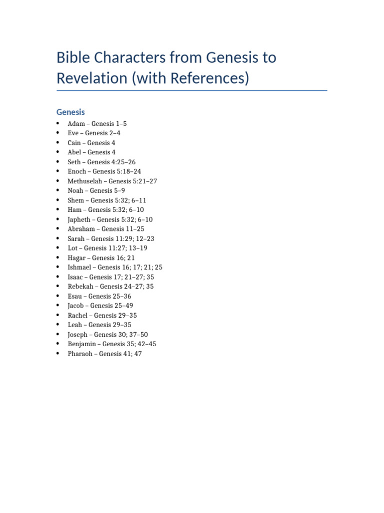 Key Characters in Genesis | PDF
