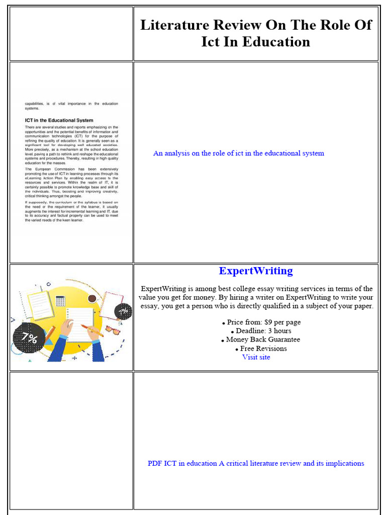 Literature Review On The Role of Ict in Education | PDF | Educational ...