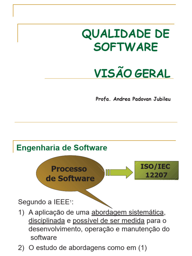 Qualidade de Software: Definições e Processos | PDF | Qualidade ...