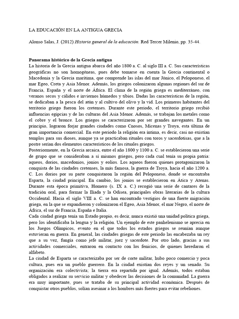 Educación en la Antigua Grecia | PDF | Antigua Grecia | Grecia