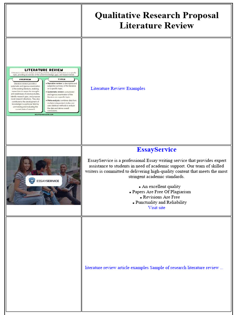 Qualitative Research Proposal Literature Review | PDF | Qualitative ...