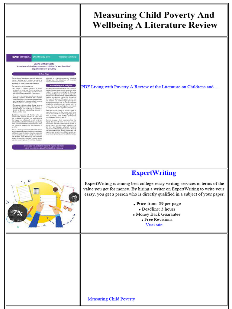 Measuring Child Poverty and Wellbeing a Literature Review | PDF ...