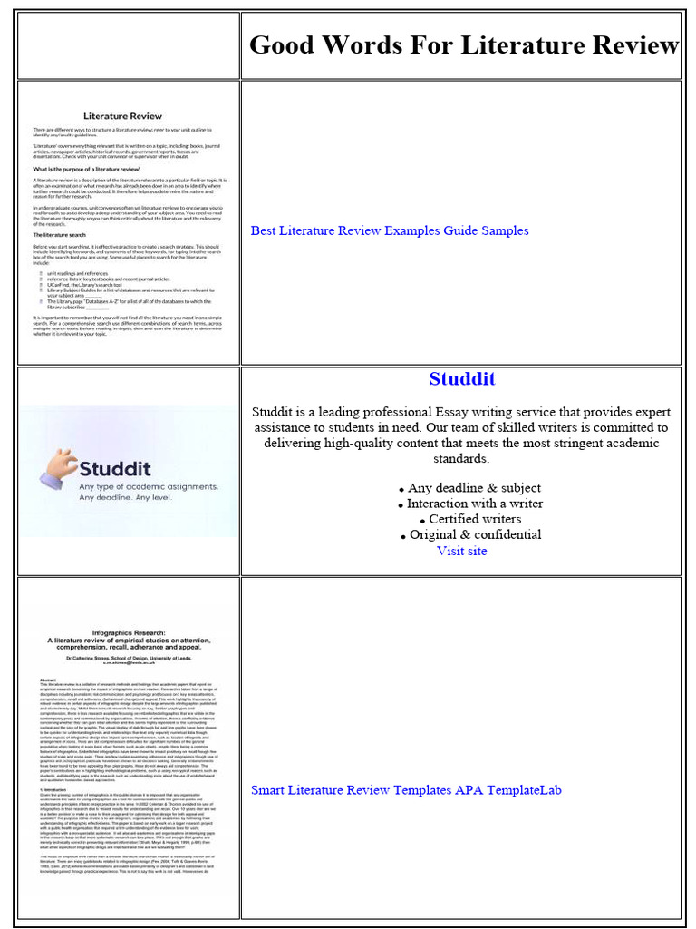Good Words for Literature Review | PDF | Essays | Thesis