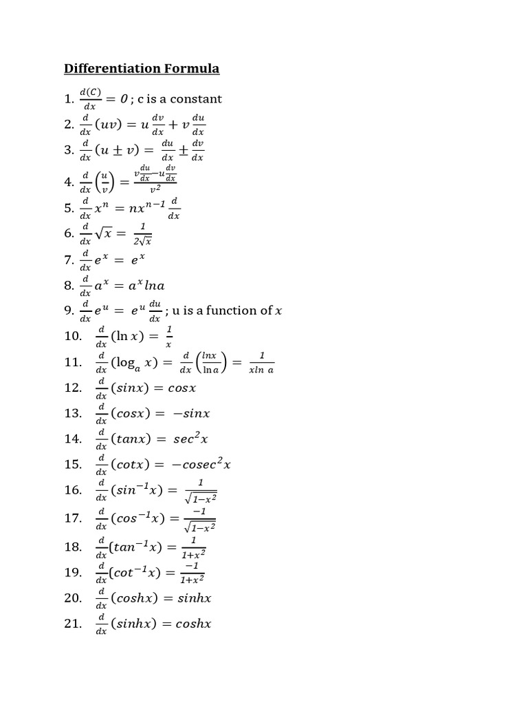 Differentiation and Integration Formulas | PDF | Chess Theory | Chess