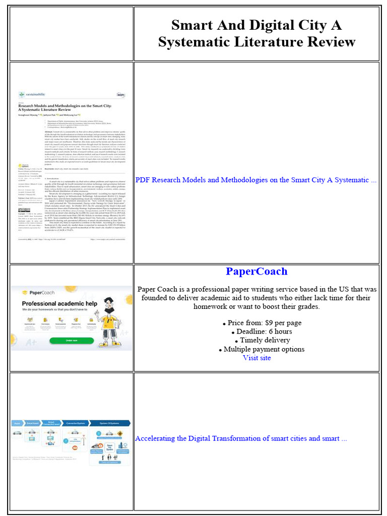 Smart and Digital City A Systematic Literature Review | PDF | Energy ...