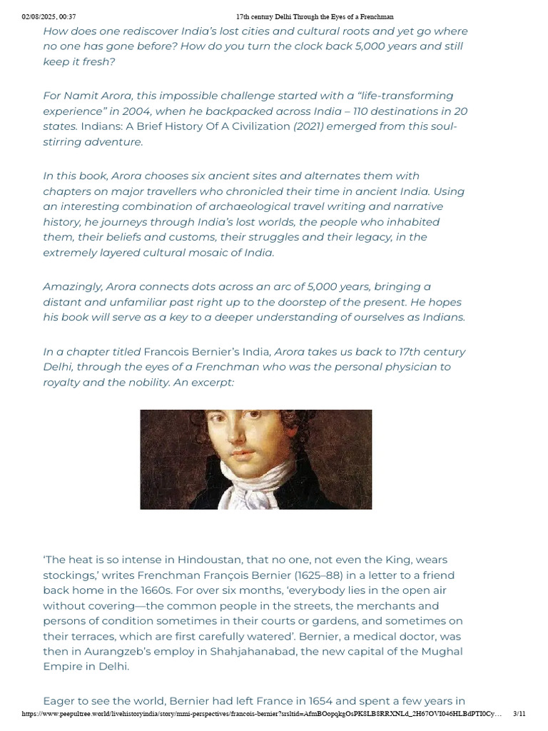 Bernier's Insights on 17th Century Delhi | PDF | Mughal Empire