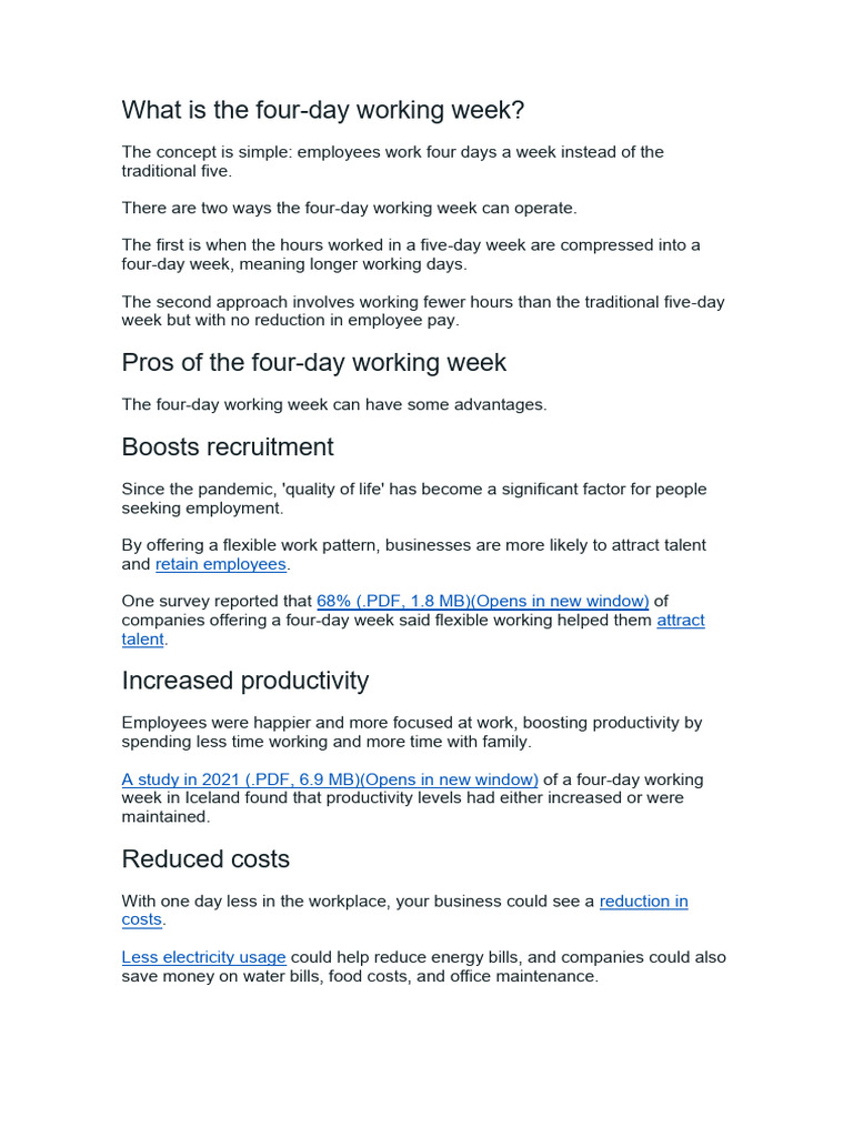 Understanding the Four-Day Work Week | PDF | Employment | Business