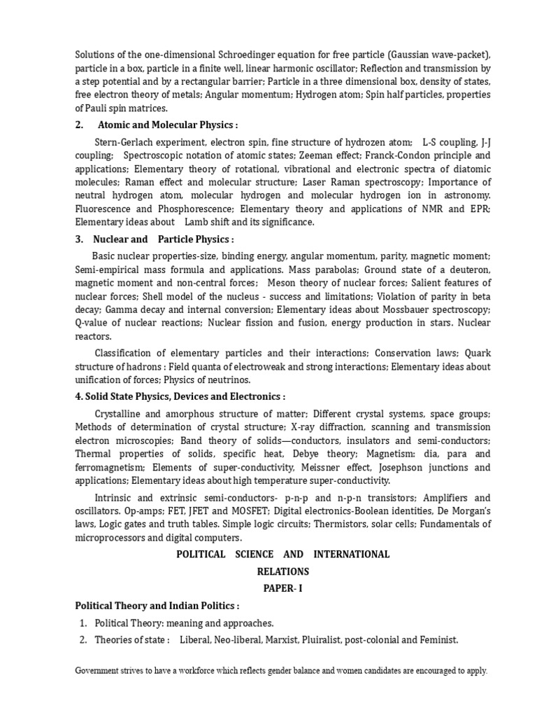 UPSC PSIR Optional Syllabus 2025 | PDF | Elementary Particle | Spin ...
