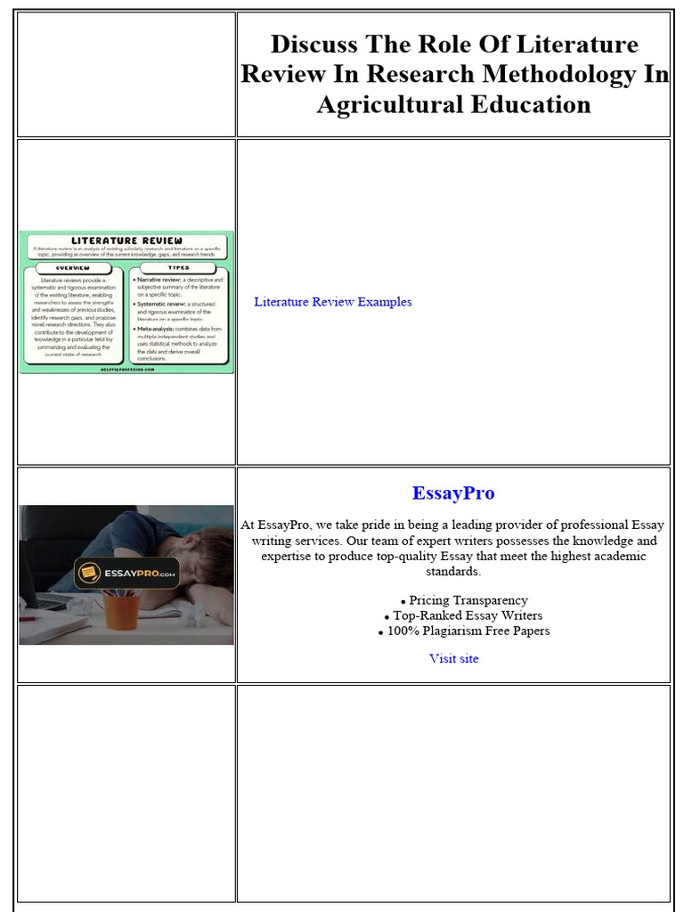 Discuss The Role of Literature Review in Research Methodology in ...