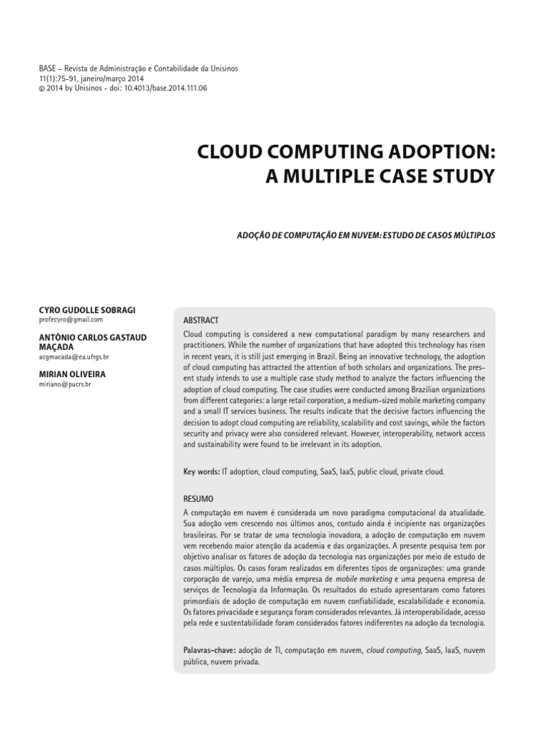 Factors Influencing Cloud Adoption in Brazil | PDF | Cloud Computing ...