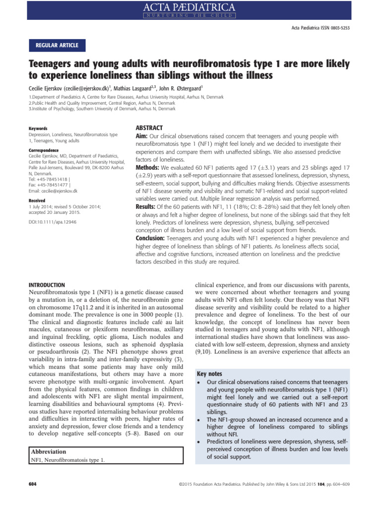 Ejerskov Et Al-2015-Acta Paediatrica | PDF | Loneliness | Human ...