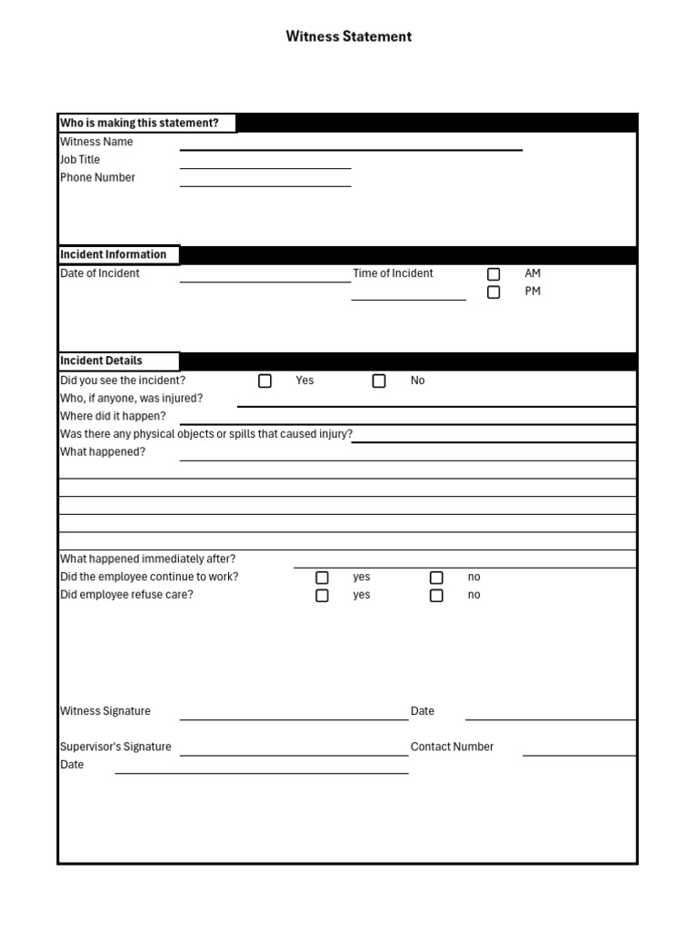 Witness Statement Template | PDF