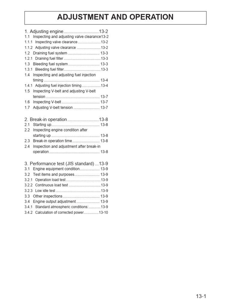 Engine Adjustment and Operation Guide | PDF | Belt (Mechanical) | Engines