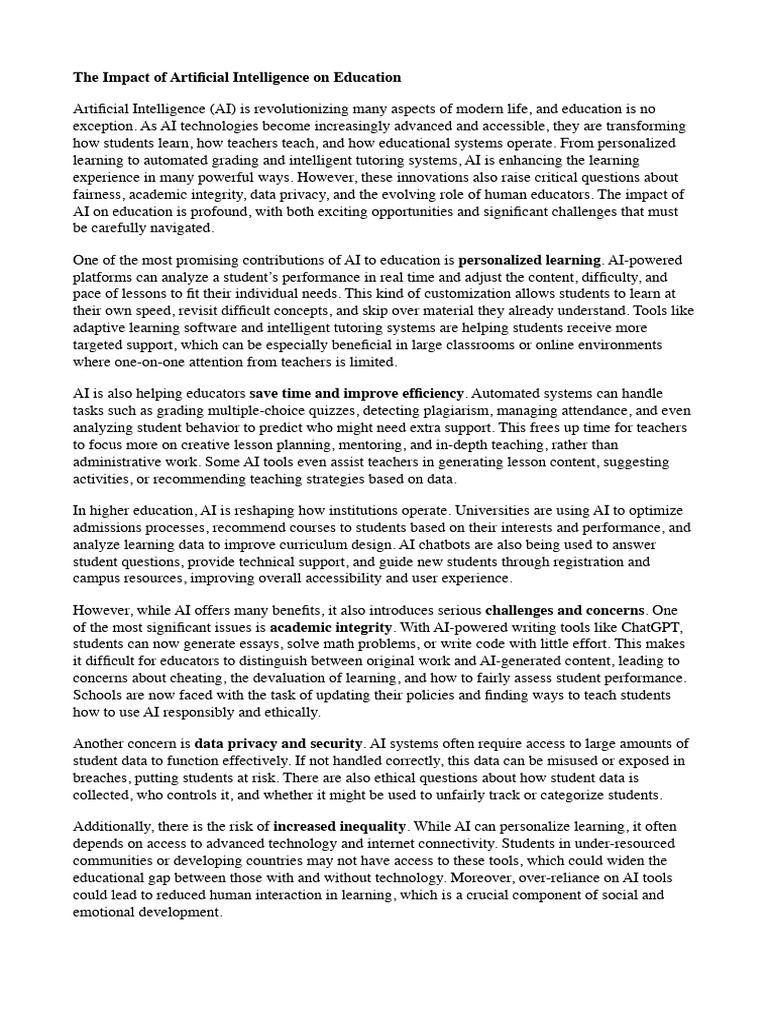 Impact of Ai On Education | PDF | Artificial Intelligence ...