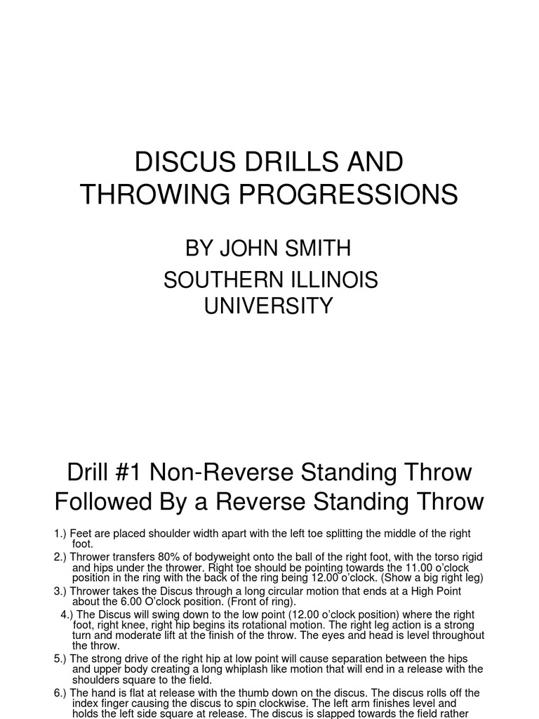 Discus Drills and Throwing Progressions PDF Track And Field