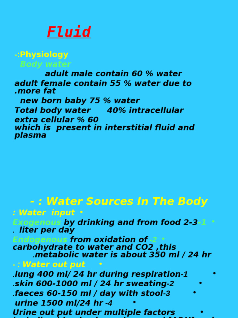 Body Water and Electrolyte Balance Guide | PDF | Medical Specialties