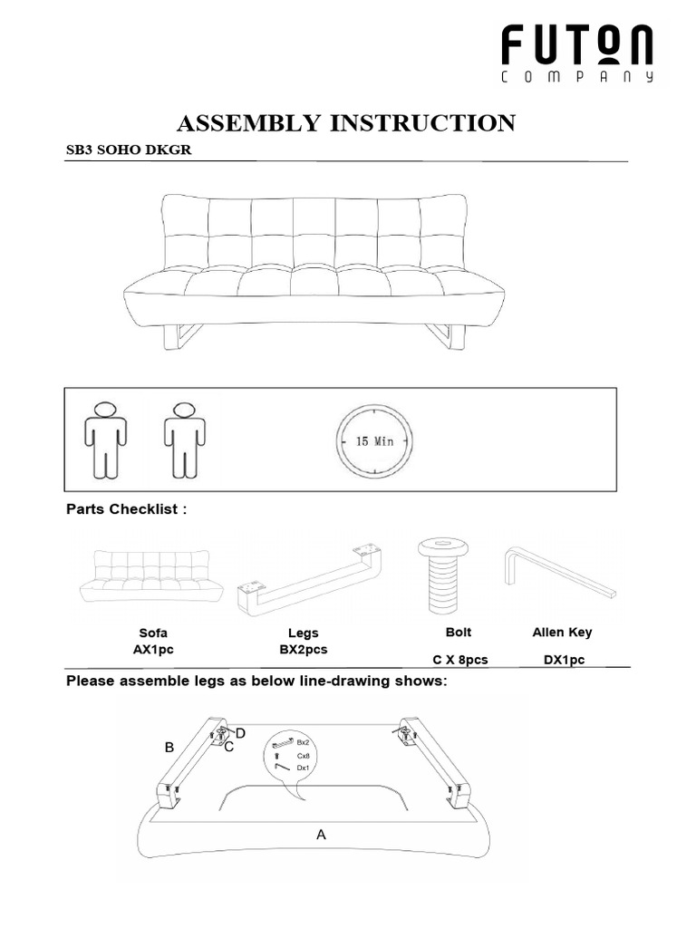 Sofa Bed Assembly Instructions | PDF