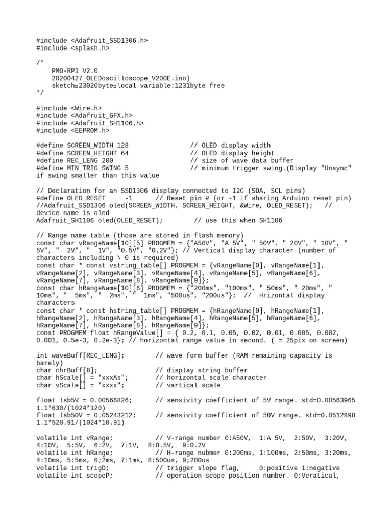 OLED Oscilloscope Code for Arduino | PDF | Computer Engineering ...