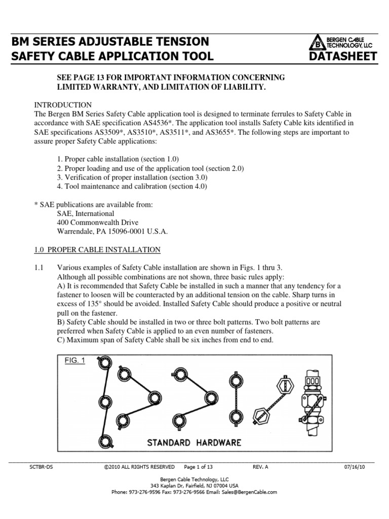 Bergen BM Series Safety Cable Tool | PDF | Screw | Mechanical Engineering