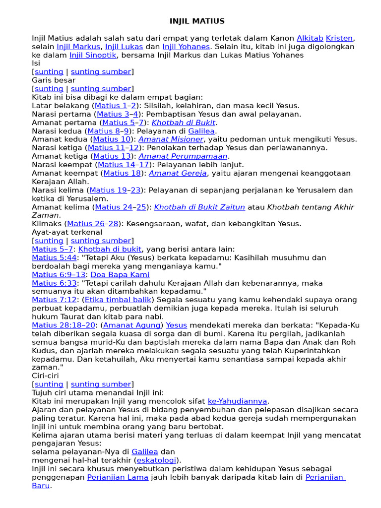 Ciri dan Isi Injil Matius | PDF