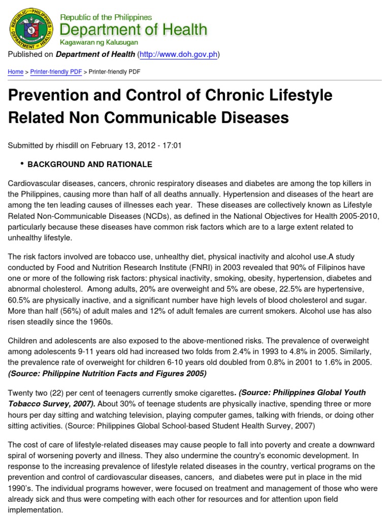 Department of Health - Prevention and Control of Chronic Lifestyle ...